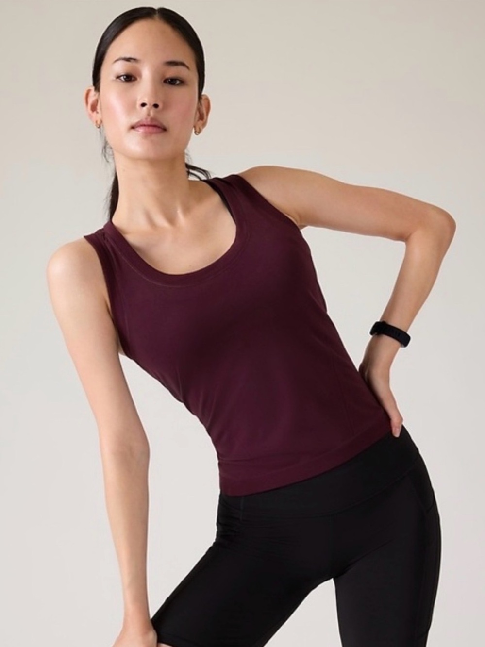 Athleta Seamless Momentum Tank Top - Size Small Spiced Cabernet Burgundy/Maroon